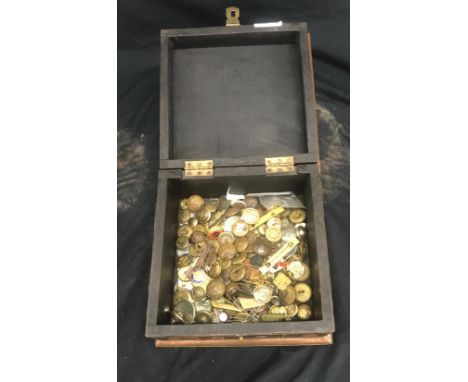 Selection of vintage RAF and Naval buttons with a copper and wooden box 