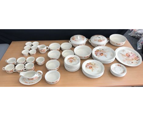 Vintage part dinner and tea service ' Poole Summer Glory pattern' to include cups, saucers, plates, gravy boat, tureens etc 