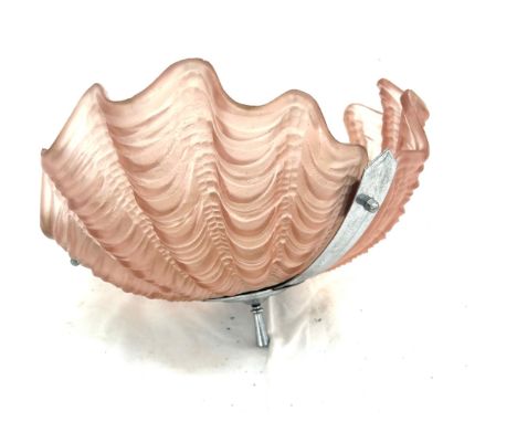 Art deco glass and metal ceiling light measures approx 14 inches diameter by 10 inches tall 