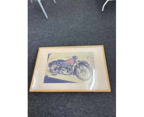 Large framed bike print measures approximately 14.5 inches by 28.5 inches 