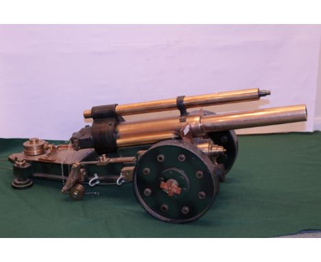 Handcrafted brass and steel model of a Field Gun 110cm   Condition Report   ='>Click here for further images, condition, auct