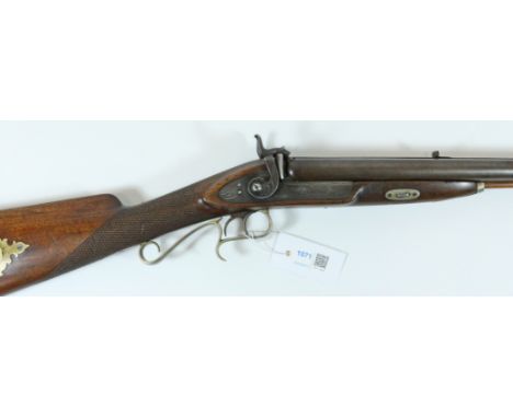 19th century Kentucky combination percussion double barrel 16 bore/.40cal rifle, 72.5cm (28.5") sighted barrel, half stock wi