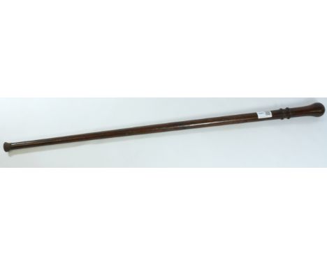 19th century turned rosewood walking stick with iron ferule 84cm   Condition Report   Click here for further images, conditio