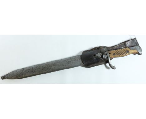 WWI Imperial German 1898/05 pattern "Butcher" bayonet, 37cm blade and steel scabbard both stamped with maker's mark "Waffenfa