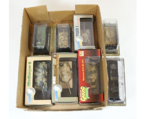 Dragon Armor 1:72 Challenger, M1A2, Russian BTR, Tiger model tanks & four Amer com military models, in original boxes (8)    