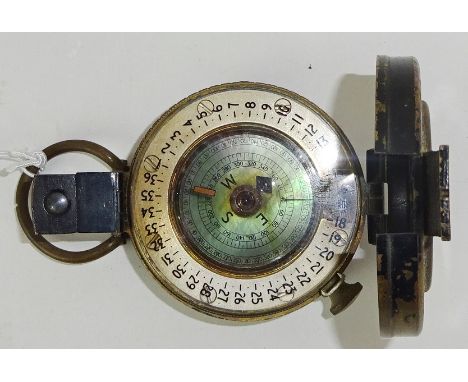 Army Service Prismatic Compass, Mark 111, oil filled with Mother of Pearl card in black japanned metal case, No.ckc/C 1613C, 
