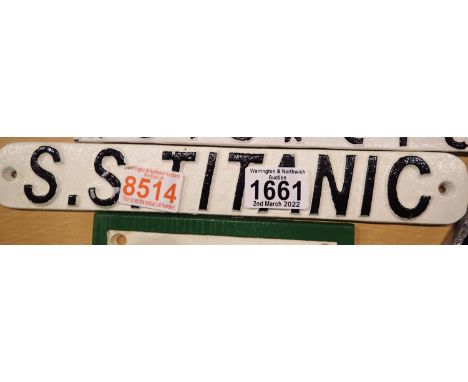 Cast iron SS Titanic plaque, 30 x 5 cm. P&amp;P Group 2 (£18+VAT for the first lot and £3+VAT for subsequent lots) 