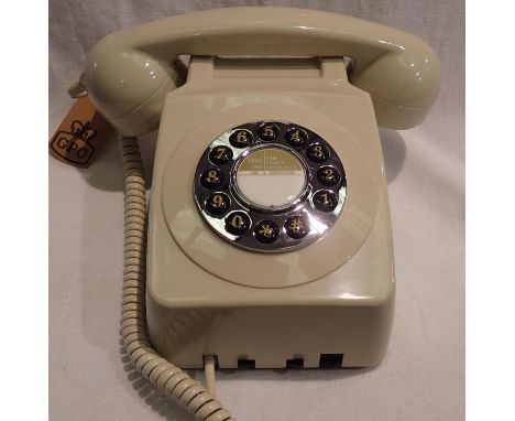 Ivory GPO746 retro push button wall phone replica of the 1970s GPO746 classic, compatible with modern telephone banking and a