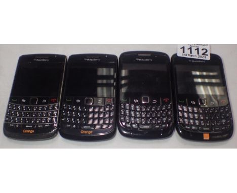 Four Blackberry mobile phones. P&amp;P Group 1 (£14+VAT for the first lot and £1+VAT for subsequent lots) 