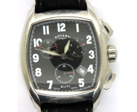 Rotary; gents Elite wristwatch with subsidiary dials and date aperture, working at lotting. P&amp;P Group 1 (£14+VAT for the 