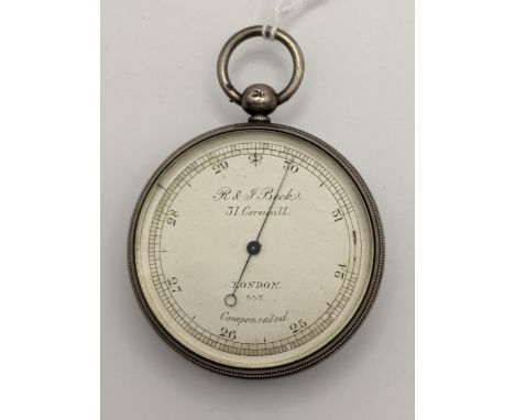 A Victorian compensated pocket barometer by R &amp; J Becks, 31 Cornhill, Location: 