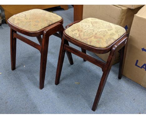 A pair of vintage centa style stacking stools together with a group of five lamps to include a ceramic example, a pair of bra