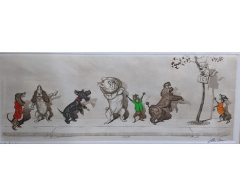 Boris O'Klein - Dirty Dogs of Paris - coloured lithograph, signed to the margin, 19 x 46, framed, Location: 