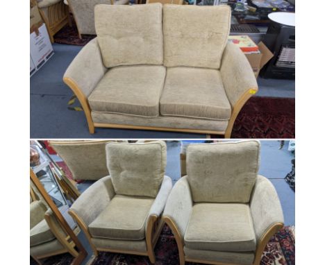 An Ercol two seater sofa and two matching armchairsLocation:LAM/LAB 