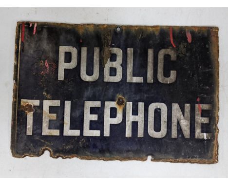 A double sided Public Telephone, enamel sign, 30h x 45.5w, Location 