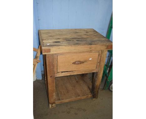 VINTAGE PINE SINGLE DRAWER BUTCHER'S BLOCK TYPE TABLE, 75CM WIDE