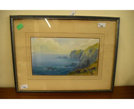 R. Cooper, Coastal Cliff scene, watercolour, signed, framed and glazed.