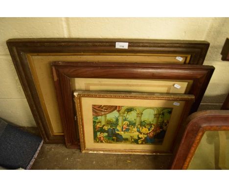 TWO COLOURED PHOTOGRAPHIC PRINTS OF MILITARY FIGURES PLUS A FRAMED RELIGIOUS PRINT (3)
