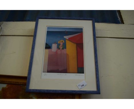 COLOURED PRINT, BATHERS MK II, NUMBERED 3/400, F/G