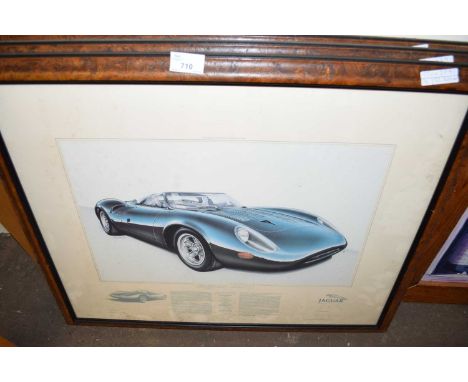 THREE COLOURED PRINTS, VINTAGE JAGUAR CARS
