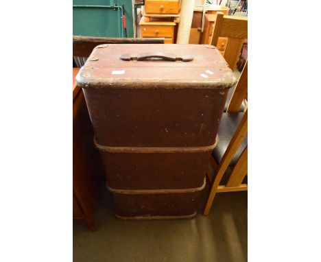VINTAGE WOODEN FRAMED TRUNK
