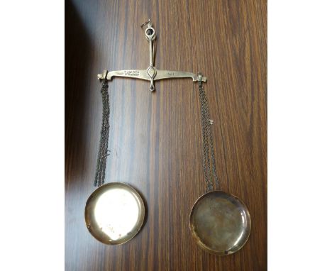 A set of vintage Class B 200g brass jewelers scales