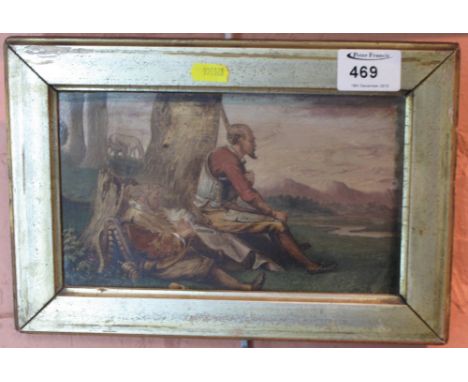 19th Century, Continental School, portrait group of Don Quixote.  Oils on panel. Framed.
