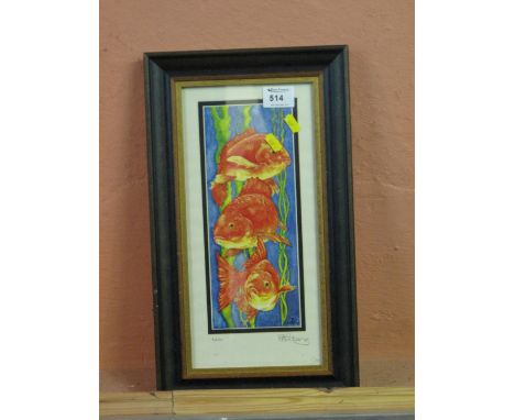 After Tony Richards, 'The Goldfish', coloured print, signed in pencil, coloured limited edition print.  Framed and glazed.