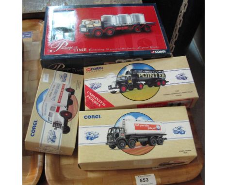 Tray of assorted boxed Corgi die cast model vehicles, to include: Corgi Classics Scammell Highwayman and Tanker trailer; Corg