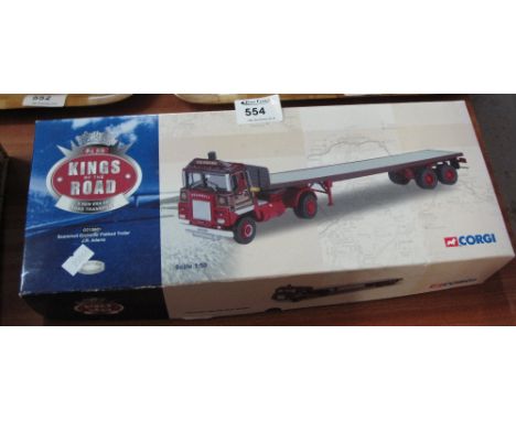 Corgi Kings of the road scale 1-50 Scammel crusader flat bed trailor, J.R. Adams in original box and packaging.