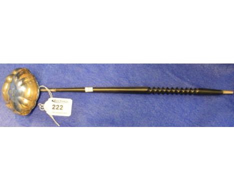 Silver oval ladle with turned spiral ebonised handle.  Sheffield hallmarks.