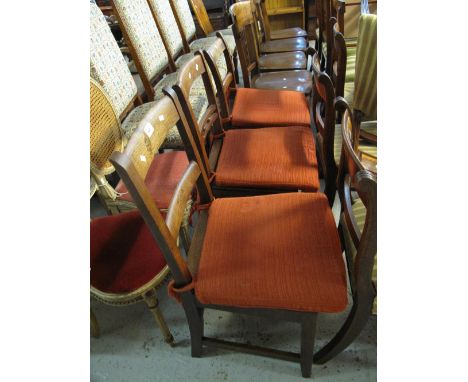 Two similar oak bar back farmhouse kitchen chairs together with bobbin back oak farmhouse chair. (3)