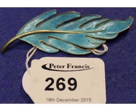 Norway silver and enamel leaf brooch in associated box.