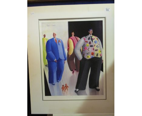 After Sarah Jane Szikora, 'Sherbet Dandies', limited edition coloured print signed in pencil, no.: 73 of 495,  mounted.