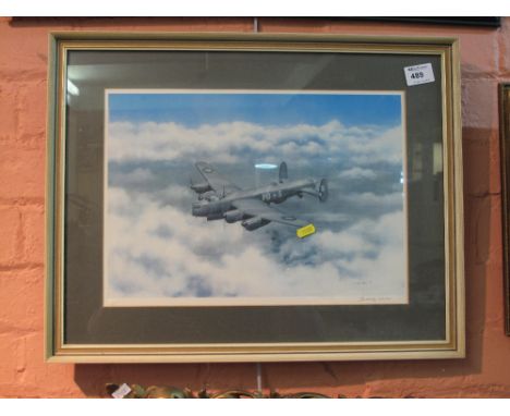 After C. Seerey-Lester, an aviation print depicting a Lancaster Bomber in flight, signed in pencil by the artist with publish