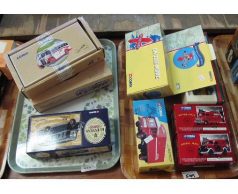 Two trays of boxed Corgi classics and other Cogi die cast model vehicles to include Corgi classics Royal Mail Bedford van, Co