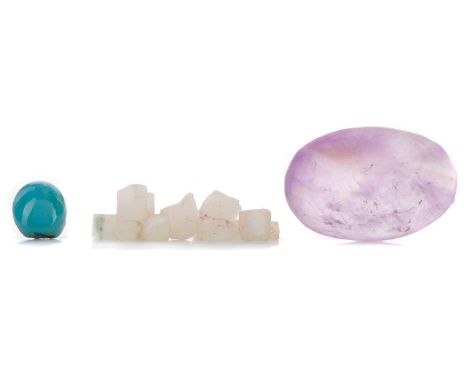 **COLLECTION OF CERTIFICATED UNMOUNTED GEMS,including a 9.37 carat turquoise, 91.25 carat unpolished amethyst, 2.05 carat aqu