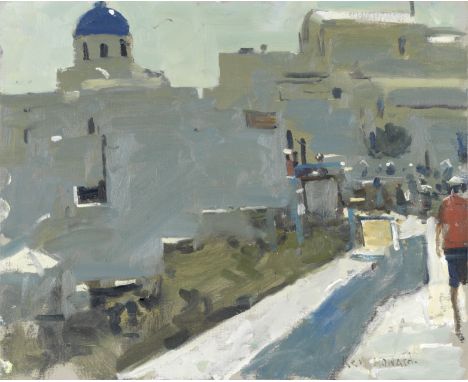 Ken Howard R.A. (British, born 1932)Afternoon Light, Oia, Santorini signed 'Ken Howard.' (lower right); titled and dated '29.