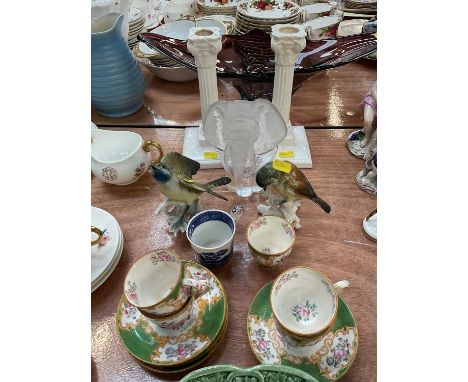 Pair of Royal Worcester candlesticks and other items
