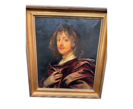 After Anthony Van Dyke, oil on canvas - Portrait of George Digby, 61 x 49cm, framed Sound overall condition, some scratches a