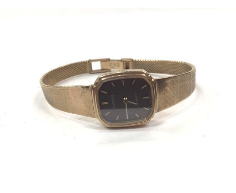 9ct gold Tissot quartz wristwatch on an integral 9ct gold braceletWeight 24.1 grams. The watch is not currently running.