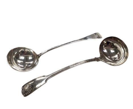 Silver ladle with engraved monogram (London 1919), together with a Mappin &amp; Webb silver plated ladle (2)