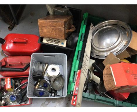 Group of miscellaneous car parts including light units, gauges and some chrome trim, together with related accessories (proba