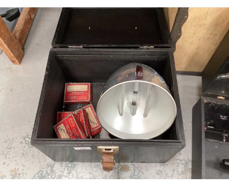 Alpine the Radiation Lamp in box, Universal High Frequency de luxe Twelve Equipment, Bakelite telephone &amp; F &amp; M hampe