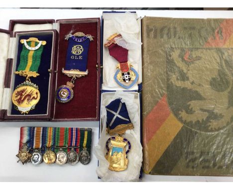 First World War minature medal group, other medals and military book