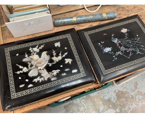 Two Japanese mother of pearl inlaid lacquered photograph albums