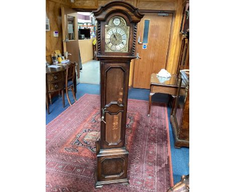 1930s longcase clock with chiming movement in a panelled oak case