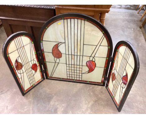 Tiffany style stained glass fire screen