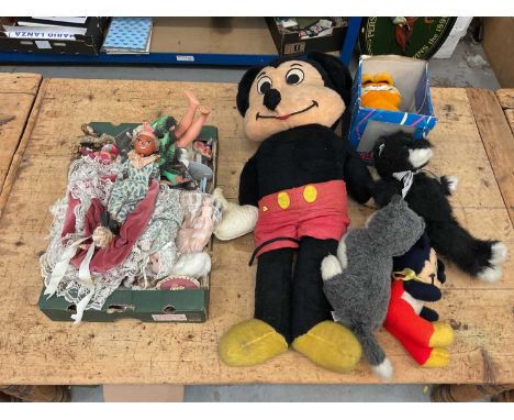 Pelham puppet, group of dolls, a huge Mickey Mouse and other soft toys