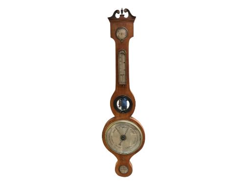 19th century mahogany wheel barometer by R. Bone, Fakenham, 95cm 